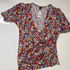 NWT Ann Taylor Crossover Front Top XXL Floral Sleeveless Pullover Blouse A020126